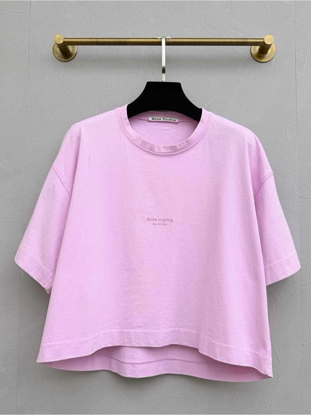 🚩steal Acne Light Pink Boxy Cropped Tee